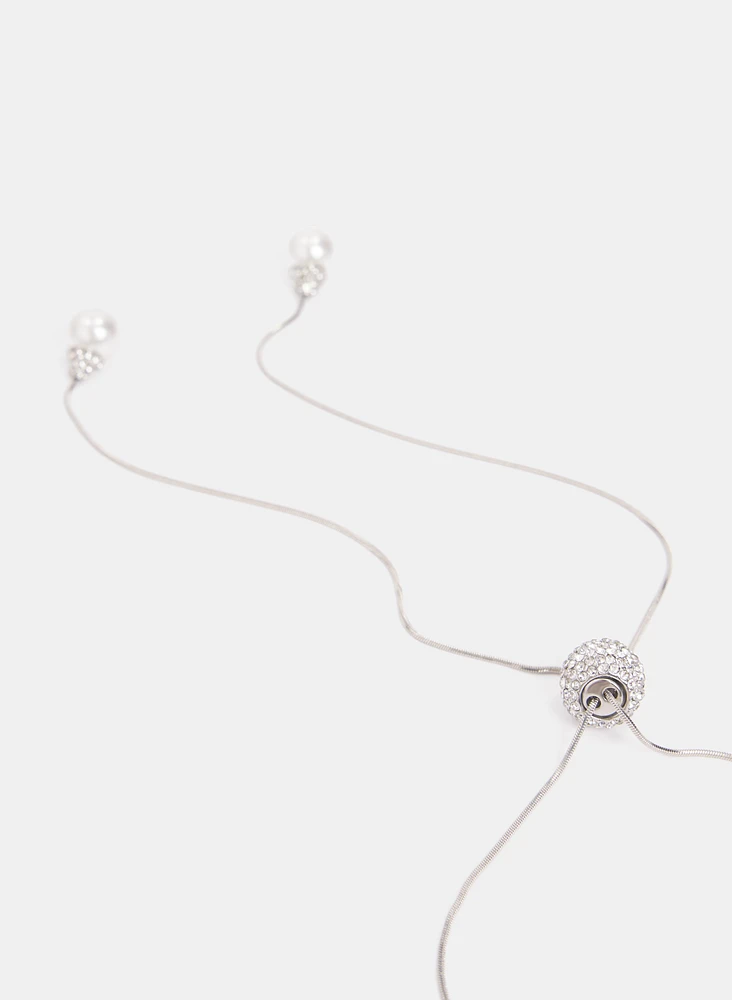 Collier à glissière à pendentif de perles