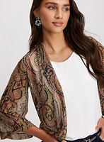 Paisley Print Long Sleeve Cover-Up