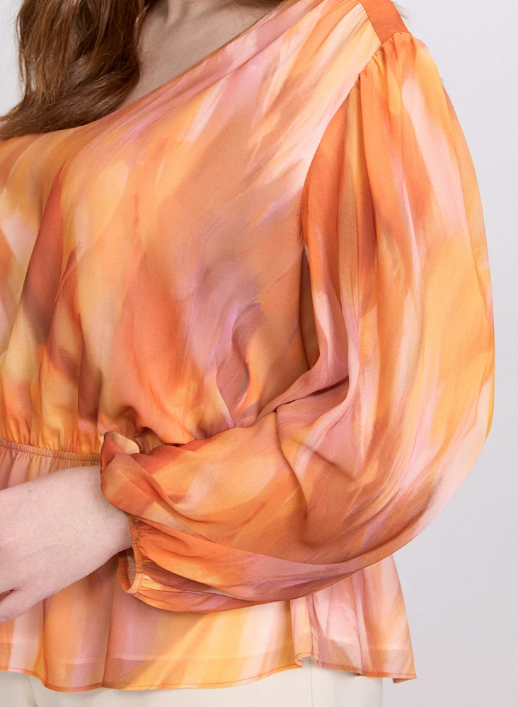 Blouse abstraite à taille élastique