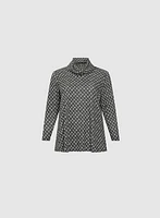 Cowl Neck Jacquard Knit Top