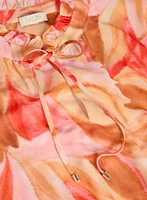 Tropical Print Tiered Sleeve Blouse