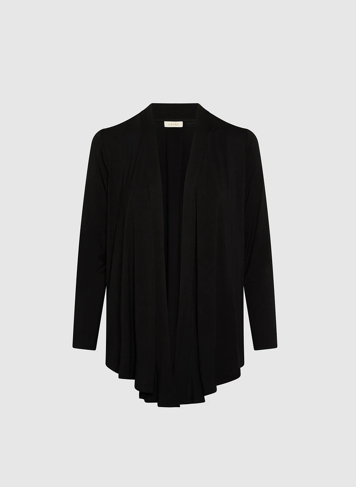Open-Front Asymmetric Hem Cardigan