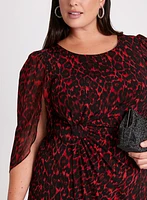 Flounced Animal Print Dress