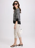 Tab Detail Slim-Leg Capris