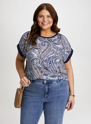 T-shirt paisley à manches capes