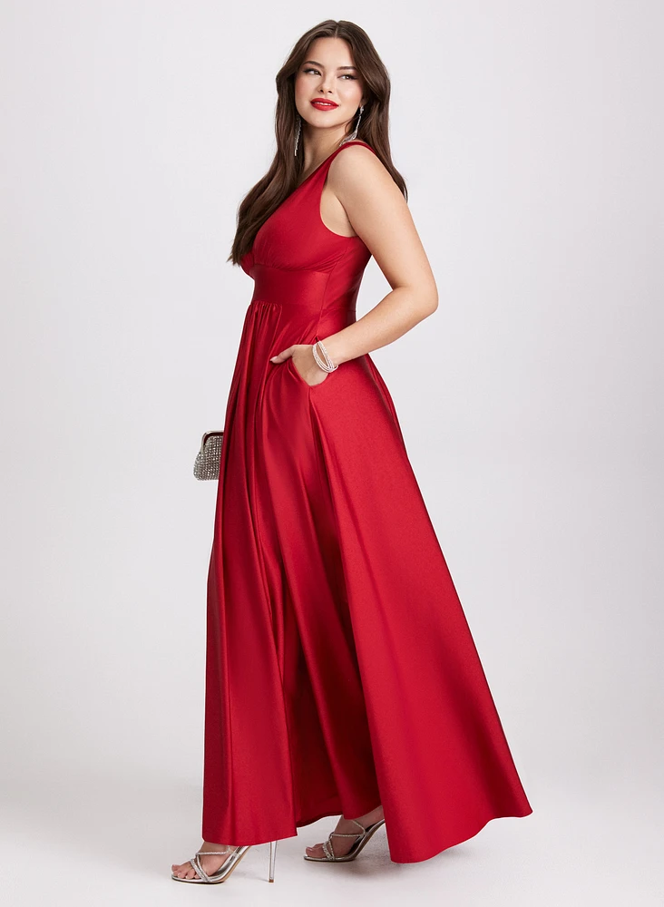 Sleeveless Plunging Neckline Dress