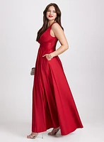 Sleeveless Plunging Neckline Dress