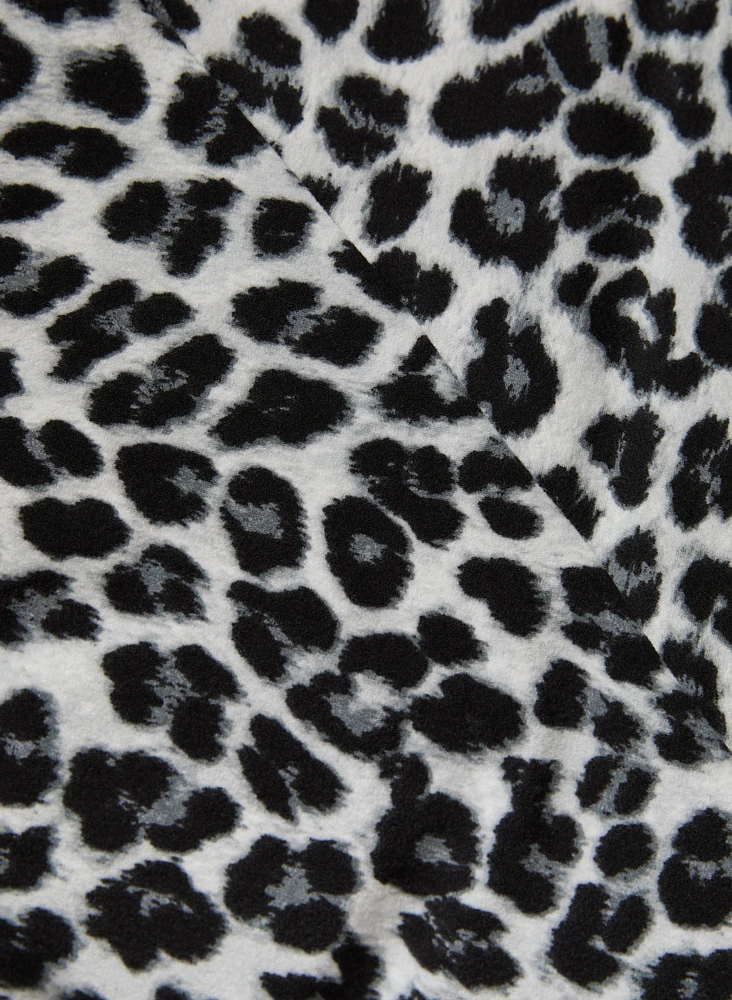 Animal Print Keyhole Detail Blouse
