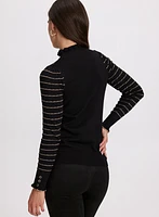 Mock Neck Pointelle Stitch Sweater