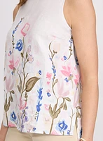 Blouse en lin floral sans manches