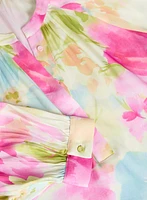 Blouse florale sans col