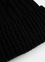 Tuque en tricot côtelé à pompon