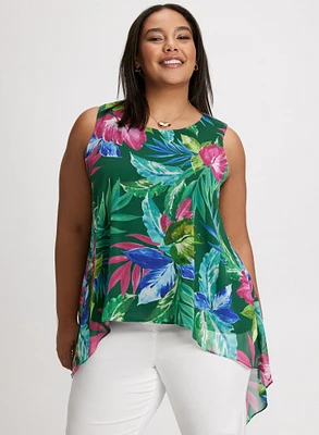 Open Back Tropical Print Top