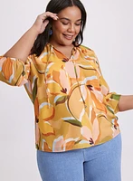 Floral Split Neck Blouse