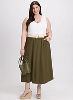 Drawstring Crinkled Maxi Skirt