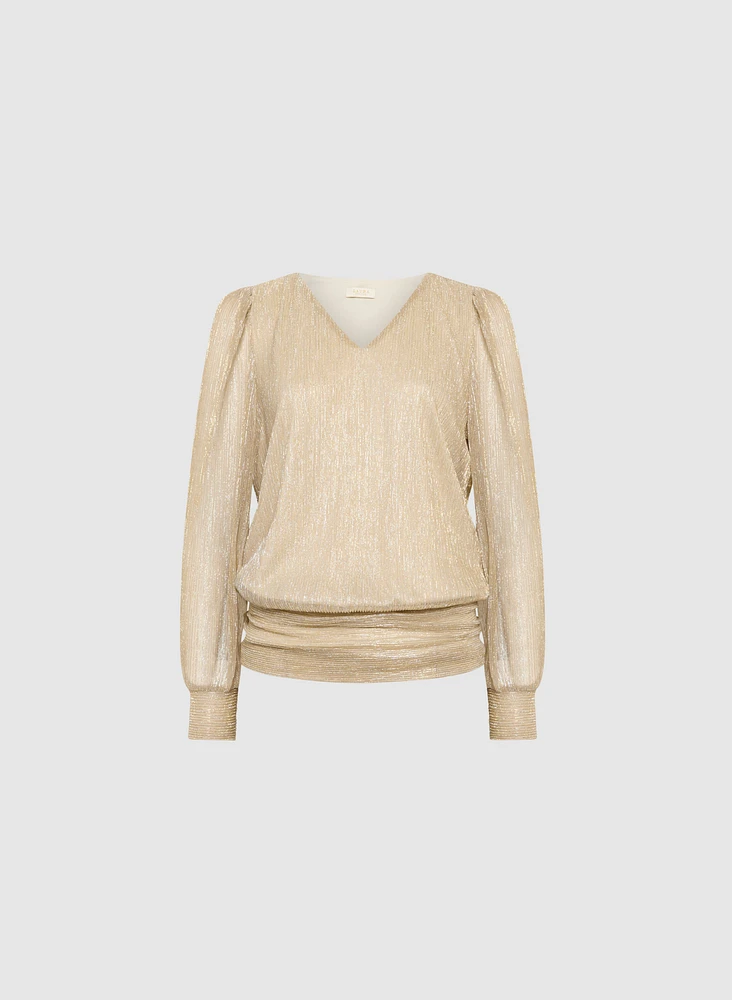 Metallic Plissé Top
