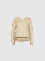 Metallic Plissé Top
