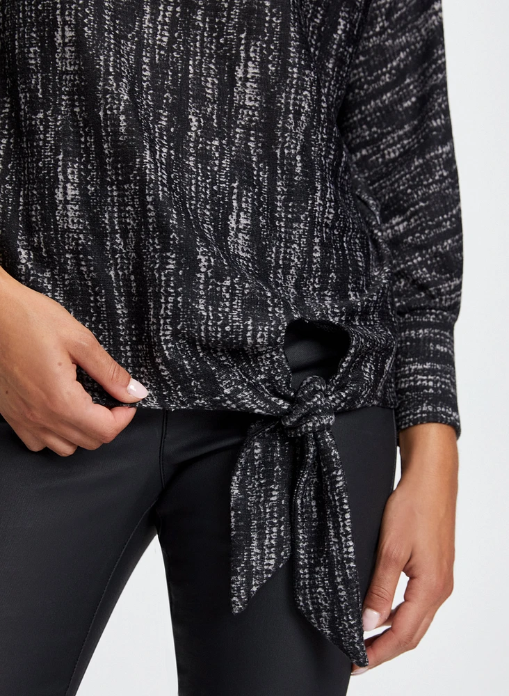 Marble Motif Funnel Neck Top