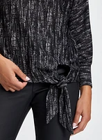 Marble Motif Funnel Neck Top