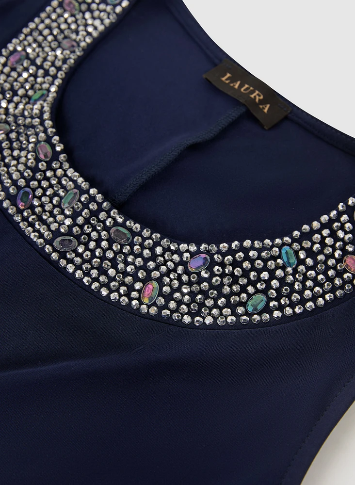 Rhinestone Embellished Dress & Jacket Set