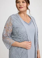 Ensemble à robe fourreau et veste en dentelle