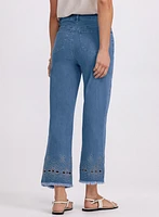 Embroidered Wide-Leg Jeans