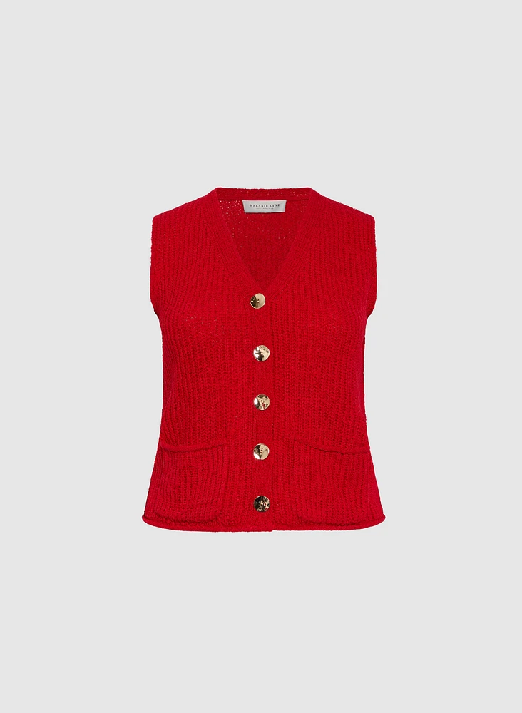 Melanie Lyne - Cardigan boutonné sans manches
