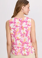 Blouse en lin florale sans manches