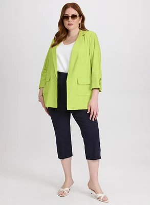 Linen-Blend Blazer & Side Slit Pull-On Capris