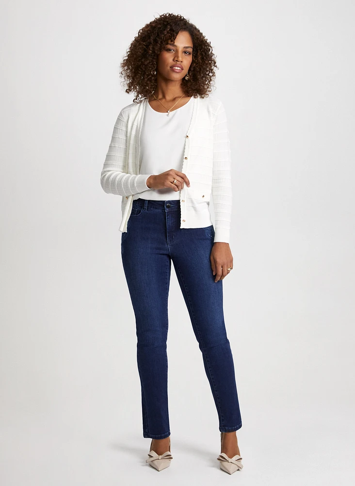 Raised Stripe Motif Cardigan