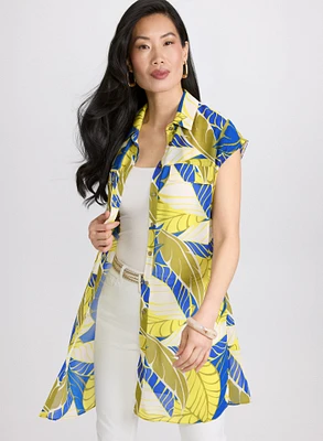Palm Print Tunic Blouse