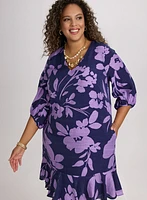 Floral Flounce Hem Dress