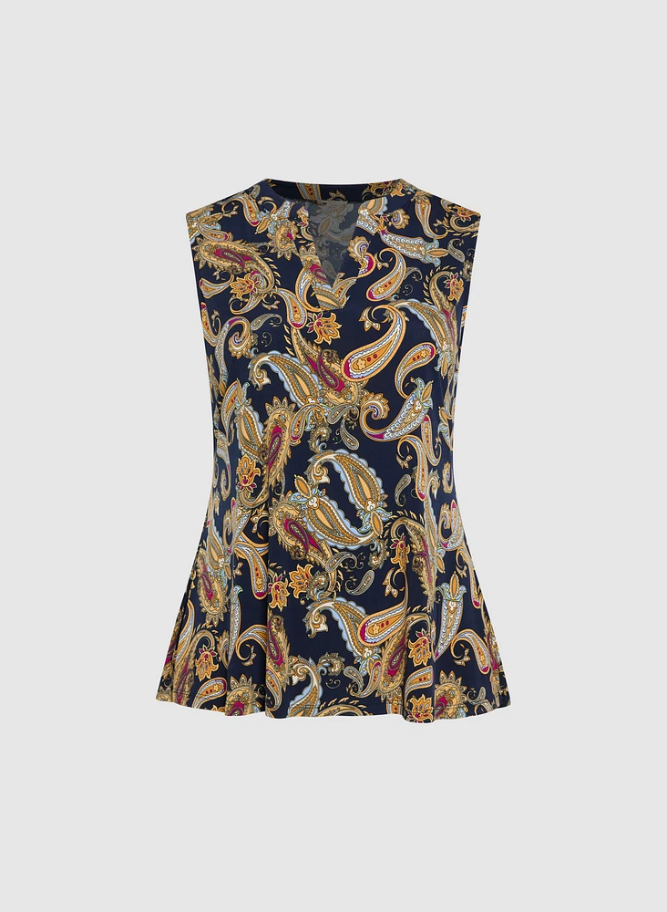 Paisley Split Neck Blouse