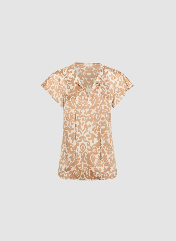 Satin Tie-Neck Blouse