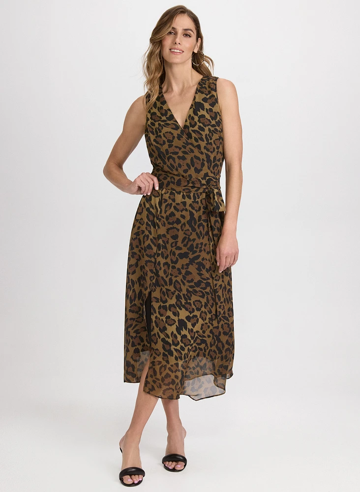 Robe en chiffon à motif léopard