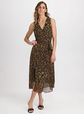 Robe en chiffon à motif léopard