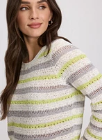 Striped Pointelle Knit Sweater