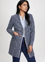 Veste longue en bouclé à bordure contrastante