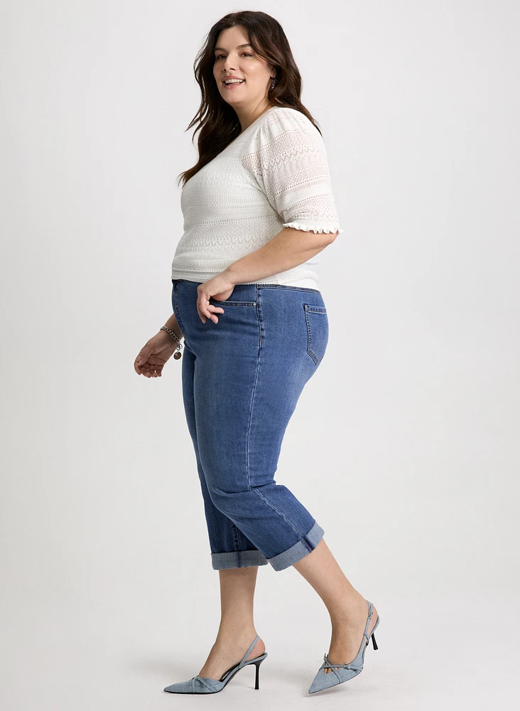 Rolled Cuff Denim Capris