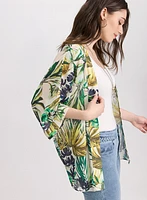 Tropical Open-Front Blouse