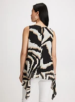 Zebra Print Asymmetric Blouse