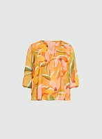 Floral Split Neck Blouse