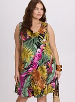 Palm Print A-Line Dress