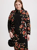 Floral Placement Mock Neck Dress