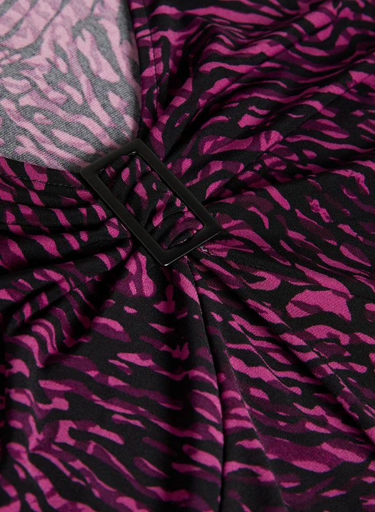 Abstract Buckle Embellished Top