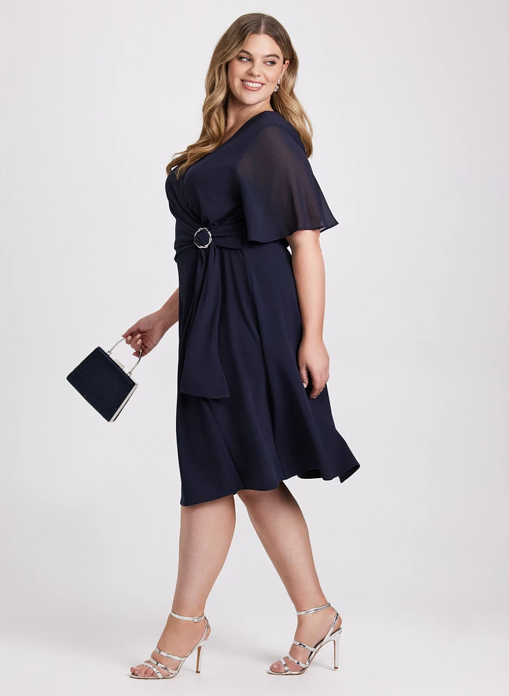 Metallic Brooch Dress
