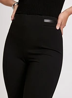 Sofia Vegan Leather Trim Straight-Leg Pants