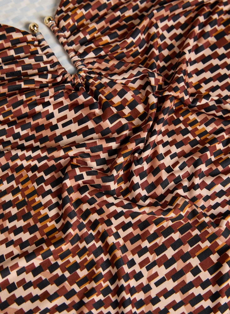 Tile Print U-Ring Top