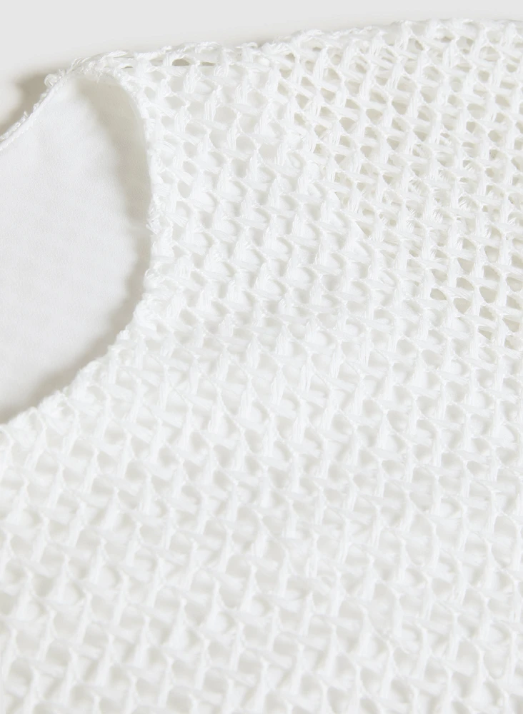Haut en crochet à manches courtes