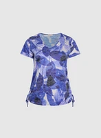 Embellished Leaf Print T-Shirt